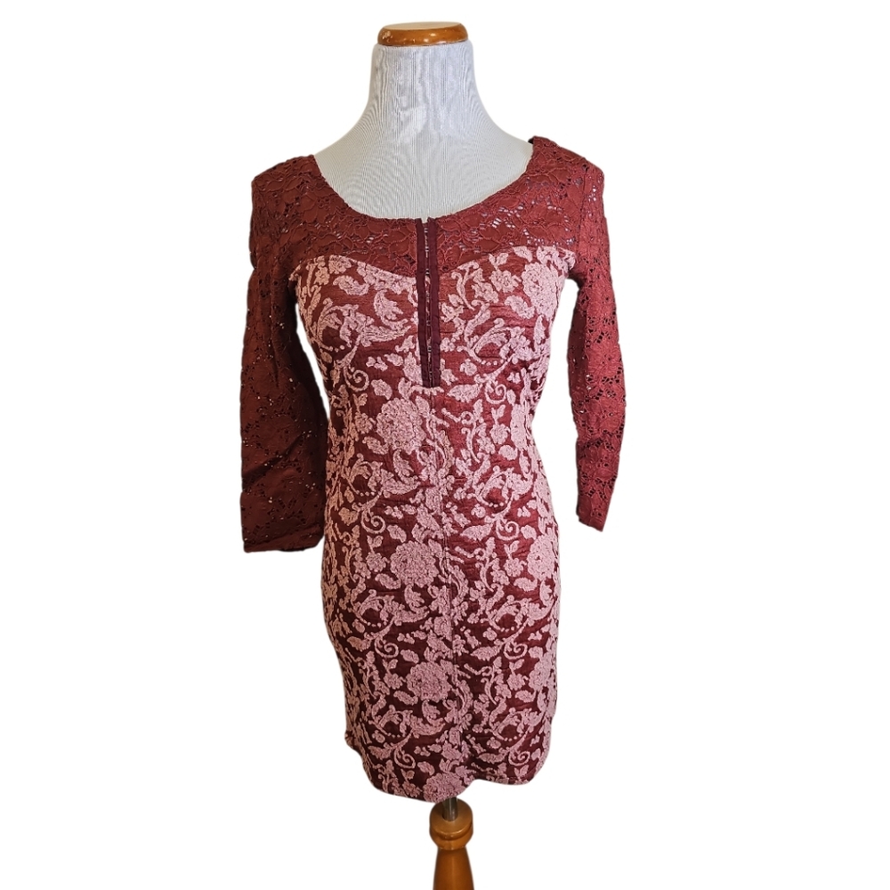 Free People Love You To Pieces Lace Bodycon Mini Dress Sz M (Juniors)